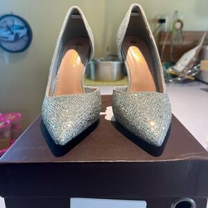 Elegant Silver Glitter Women's Heels